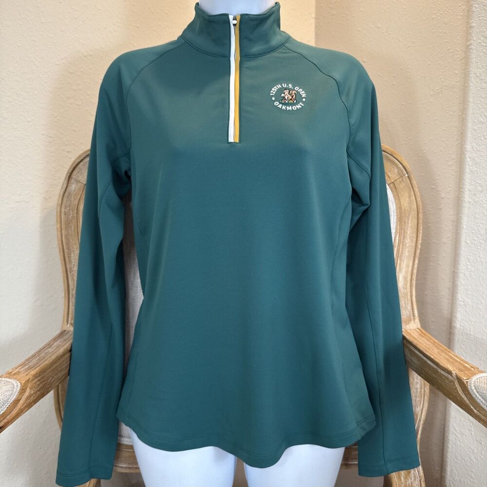 Walter Hagen US Open Oakmont Pullover 1/4 Zip Womens Small Forest Green Golf